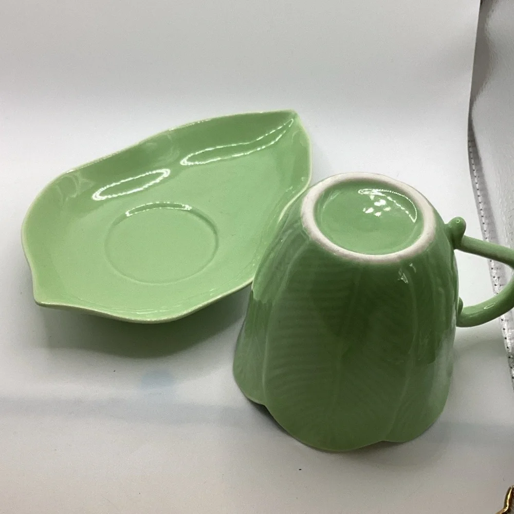 Green Leaf Cup and Saucer Set